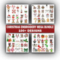Ensemble de motifs de broderie de Noël pour enfants : sapin, flocon de neige, renne, bonbons, café, bonhomme de neige.